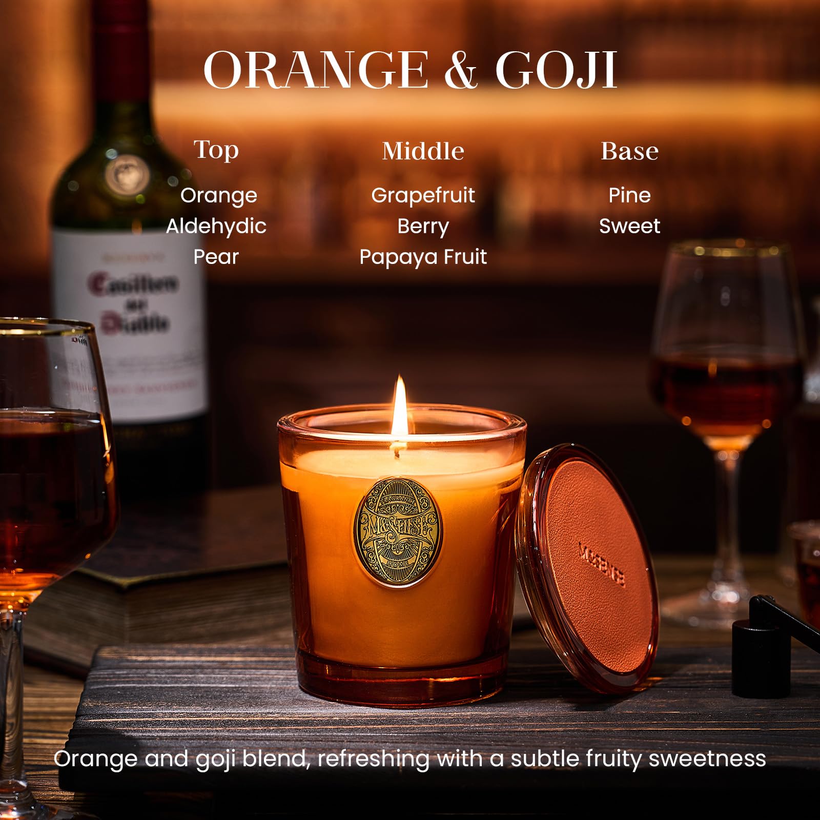 M&SENSE Scented Candles 260g Orange&Goji Natural Soy Wax Candles 55 Hours Long Burning Time, Perfect Christmas Gifts for Women and Men - Image 2