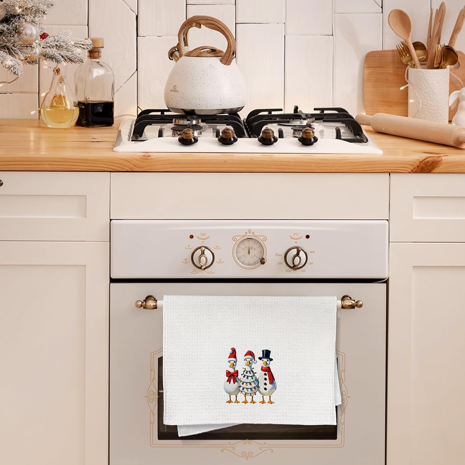 Christmas Goose Kitchen Towels Decorative, Funny Santa Snowman Goose Christmas Hand Tea Towels for Bathroom, Winter Xmas Farm Animal Dish Towel Dishcloth, 16x24 Inch - Image 7