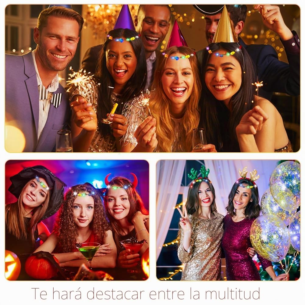 10 diademas de flores LED con diez flores y 10 luces LED, para fiestas, festivales, bodas