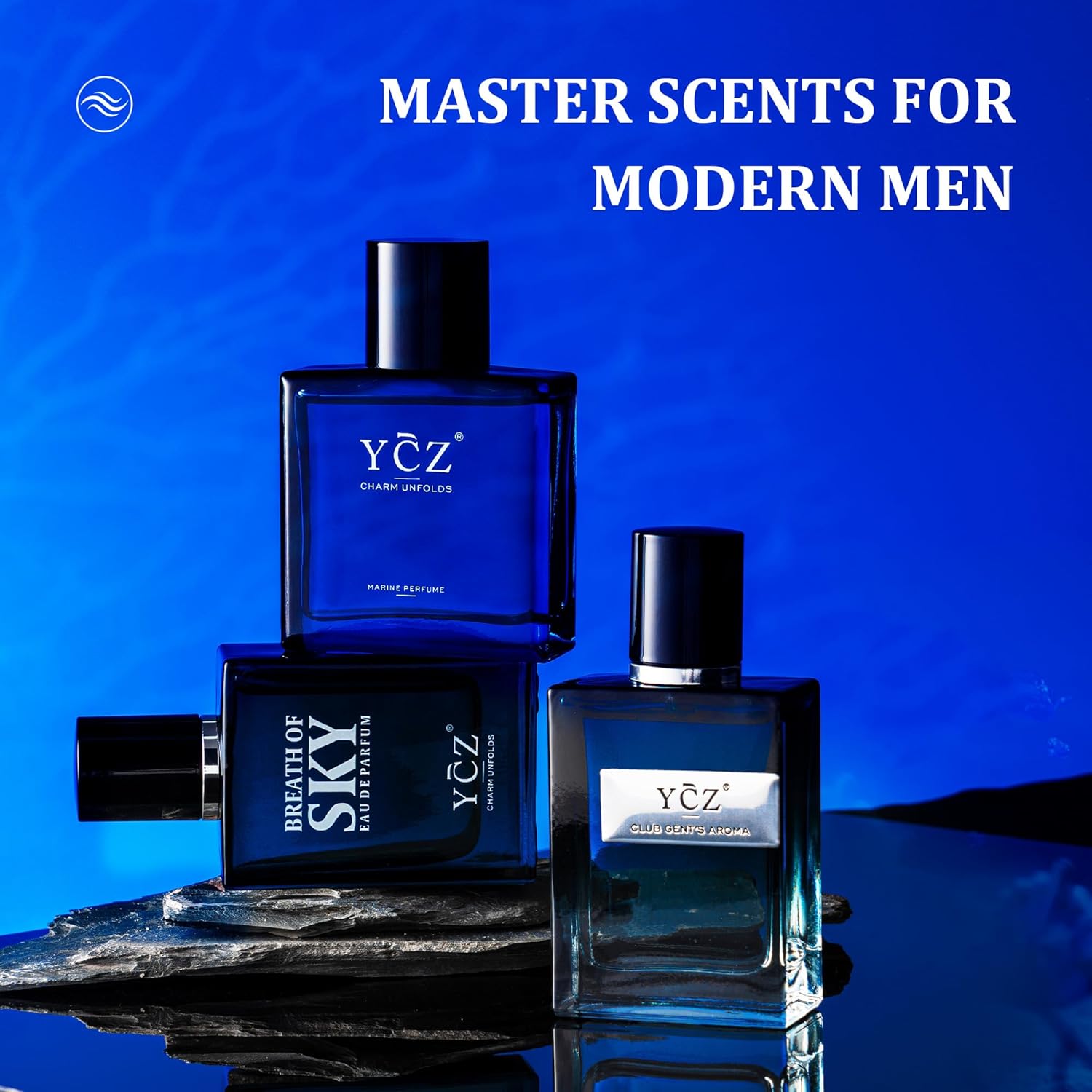 Ycz 3-Piece Cologne for Men Set - 50ml Each, Ocean/Sky/Club Perfume for Men, Eau de Cologne with Woody Fresh Citrus Notes, Ideal Special Occasions, Elegant Gift Box, Long-Lasting Sillage Unique Gift - Image 3