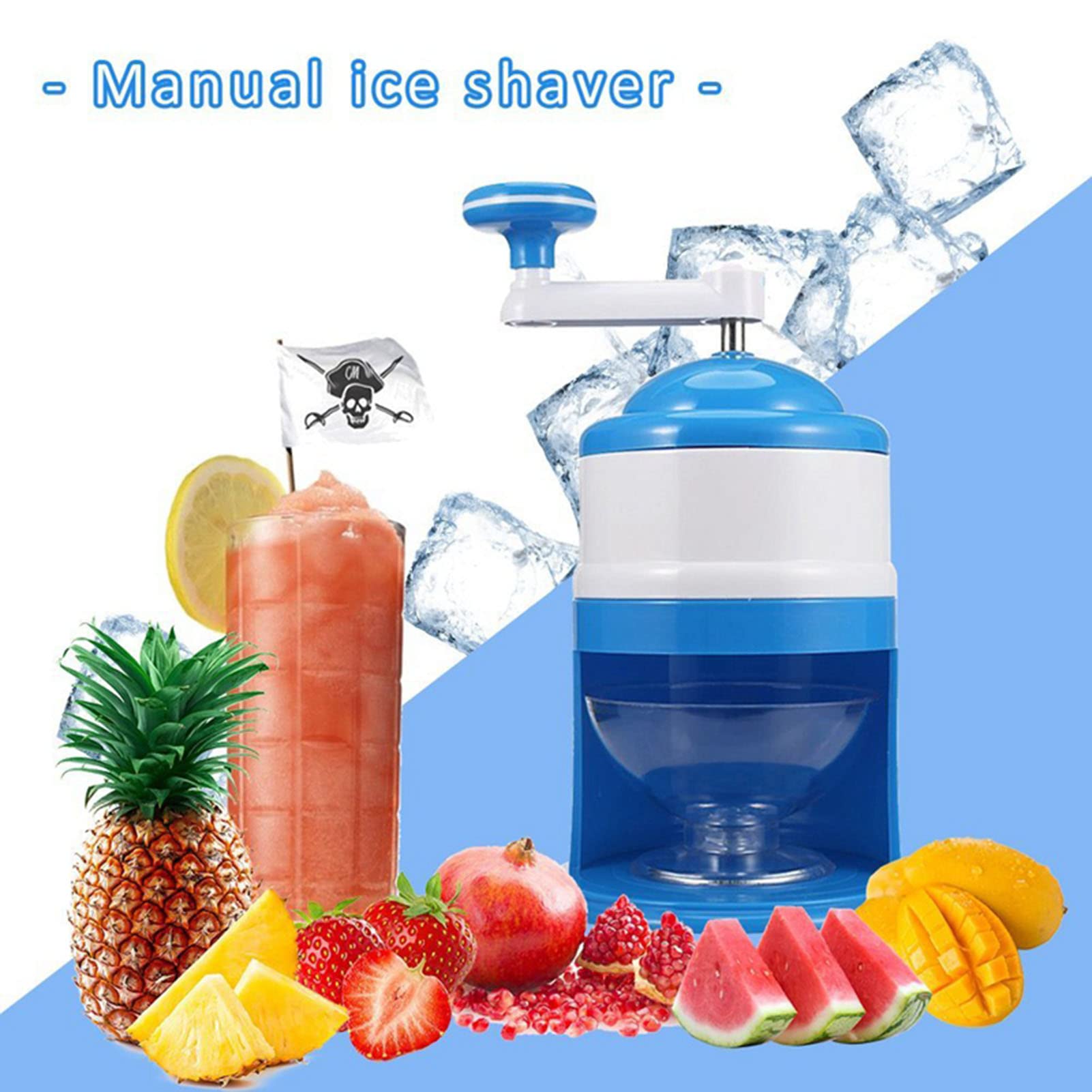 Afeitadora de Hielo con manivela portátil, máquina trituradora de Hielo y Cono de Nieve, máquina trituradora de Hielo Manual, trituradora de Hielo para Bebidas congeladas, cócteles, granizados,