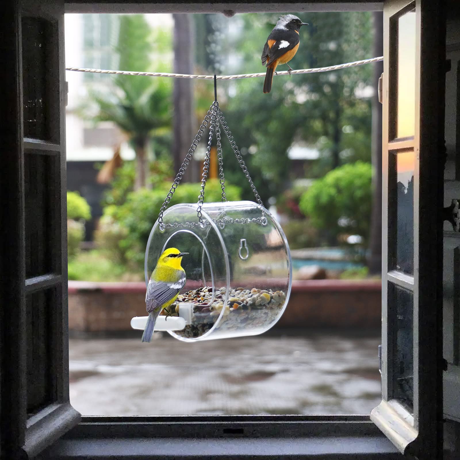 Fenster-Vogelfutterstation Mit Saugnapf – Transparentes Acryl-Vogelhaus Zur Fensterbeobachtung, Wetterfest, Mit Drainage