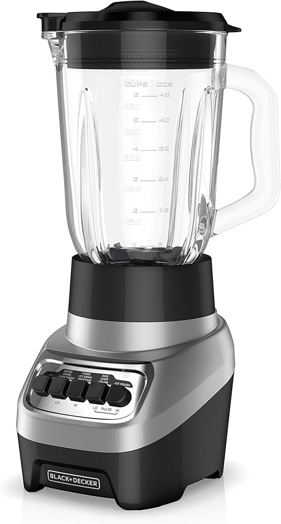 BLACK+DECKER PowerCrush Countertop Blender, 6-Cup Glass Jar, For Smoothies and More