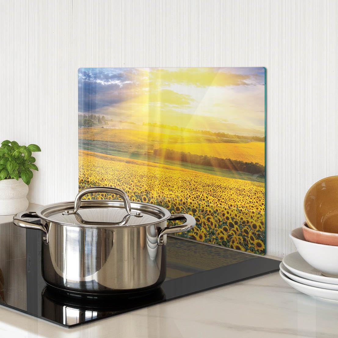 Cristal para cortar en la cocina 40x30 cm Campo de girasoles