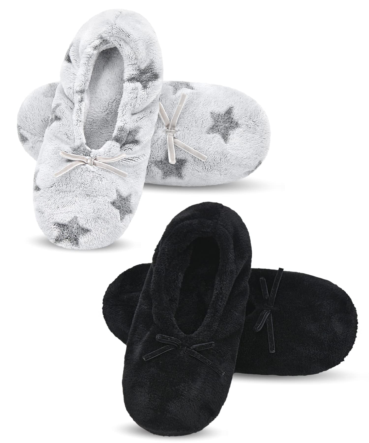 DICUIRDBallerina House Slippers for Women, Anti-Skid Comfy Warm Ballet Style Slippers
