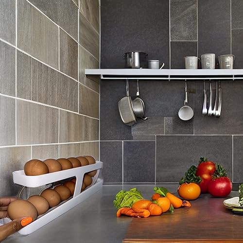 Miniatura 3 de GANA Solutions Organizador de huevos, blanco, rectangular, polipropileno, capacidad para 14 huevos, refrigerador