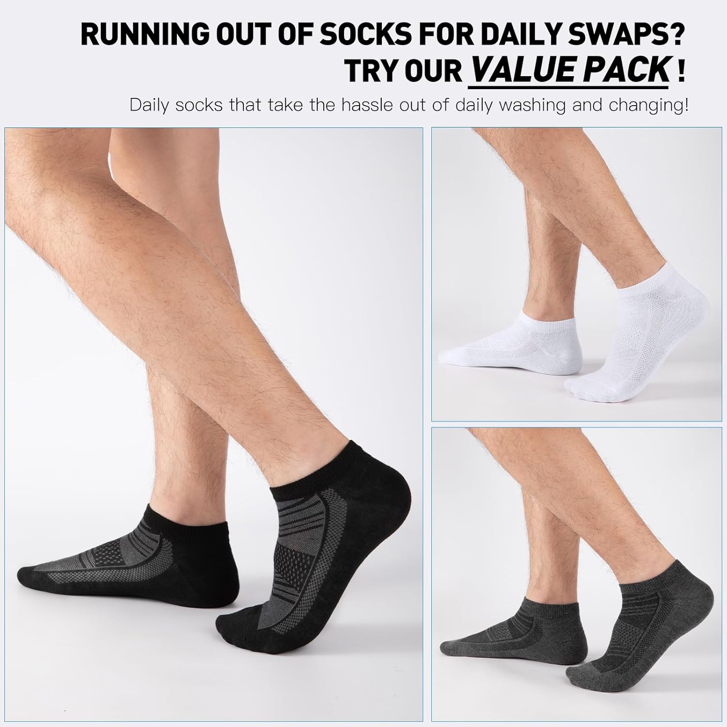 30 Pairs Lightweight Ankle Socks Men/Women - Breathable Bulk Thin Low Cut Socks Val... - Image 6