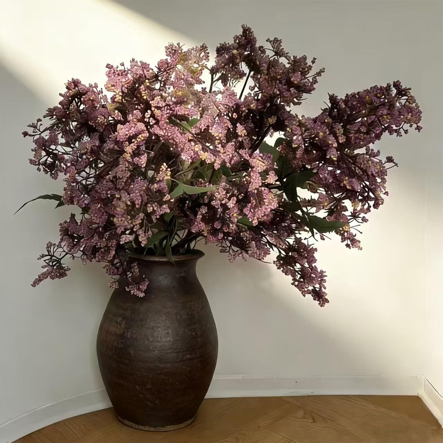 3 Pcs Artificial Dusty Plum Stems 43.31 Inch Faux Berry Stems Realistic Spring Faux Flowers Picks Branches for Wedding Holiday Seasonal Farmhouse Mantel Harvest (Greyish Purple)