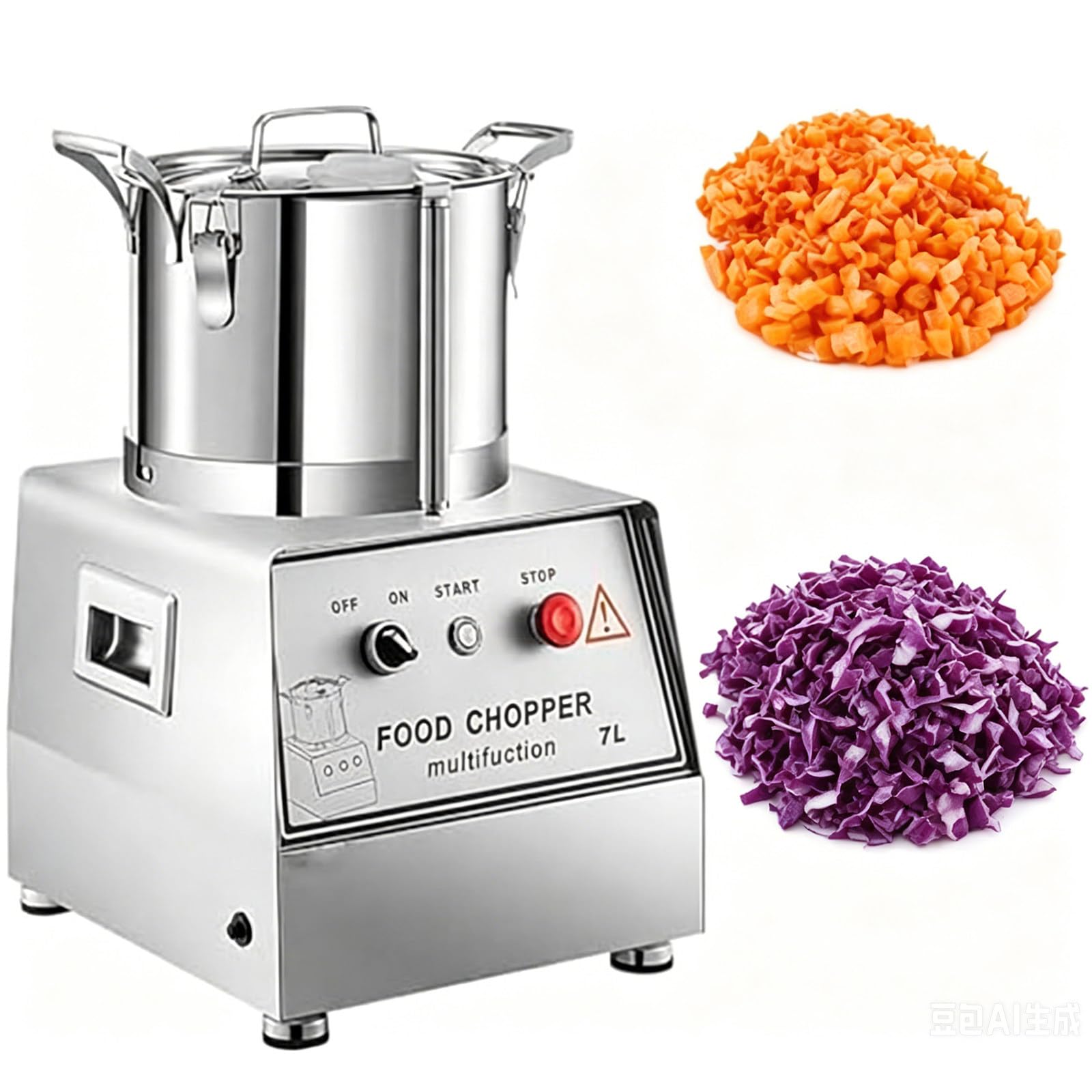 Dfdieratve Large Capacity Commercial Food Chopper 15L, Electric Vegetable Dicer & Meat Mincer, High Speed for Garlic, Pepper, Carrots, Ginger, Fruits, Ideal for Chain Restaurant, Canteen, Hotel 15L