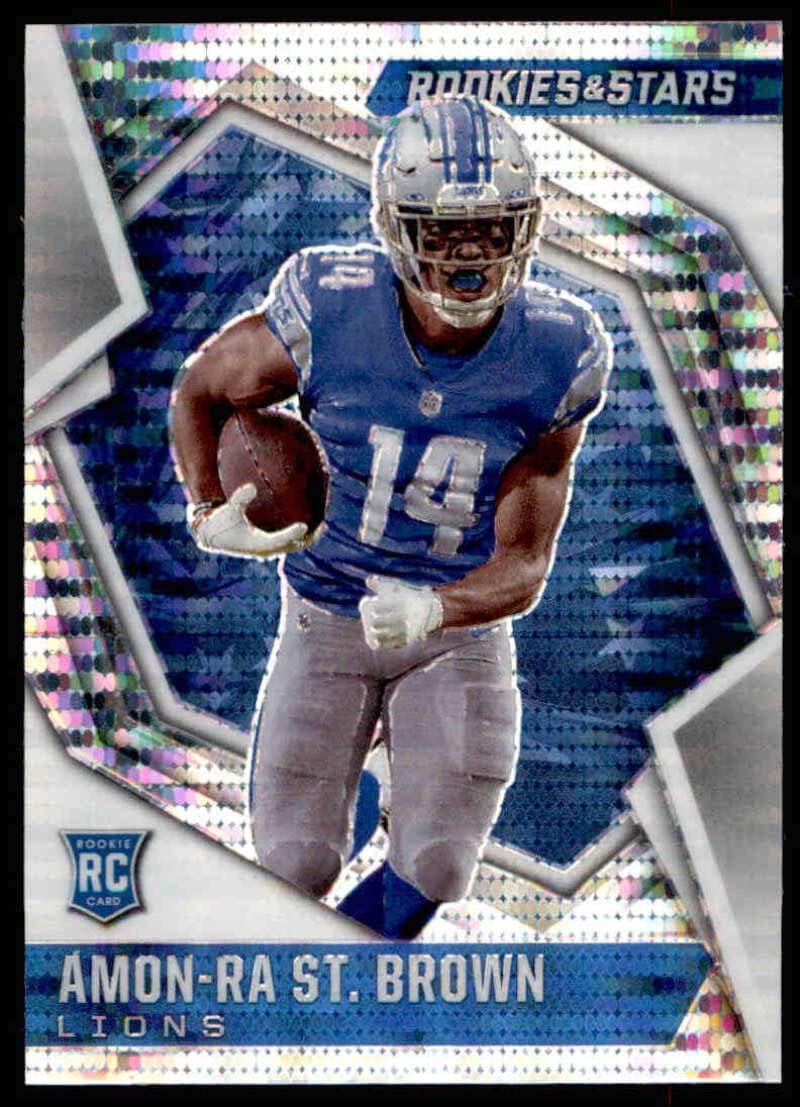 2021 Panini Rookies and Stars Pulsar Prizm #128 Amon-Ra St. Brown Detroit Lions (Silver Holo Refractor) NFL Football Card (RC - Rookie Card) NM-MT