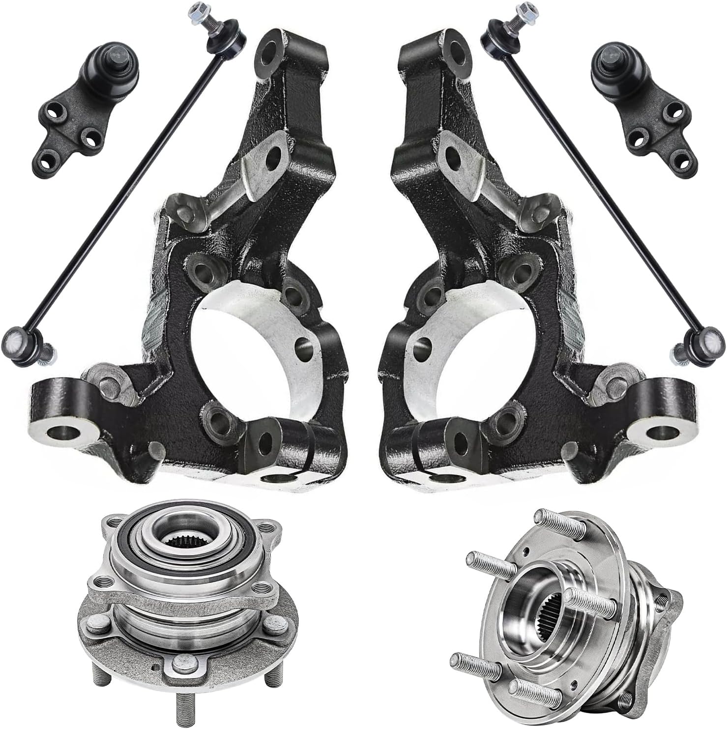 8pc Front Steering Knuckles Wheel Hub and Bearings Sway Bar Links Suspension Kit