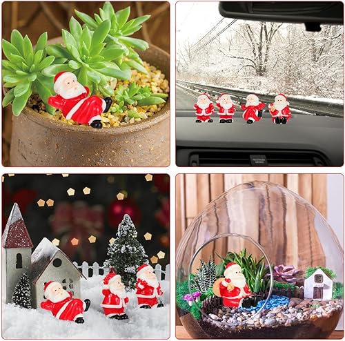 Miniatura 8 de Gatuida 12 figuras en miniatura de resina de Papá Noel de Navidad, mini adornos de resina de Papá Noel, manualidades para decoración de Navidad,