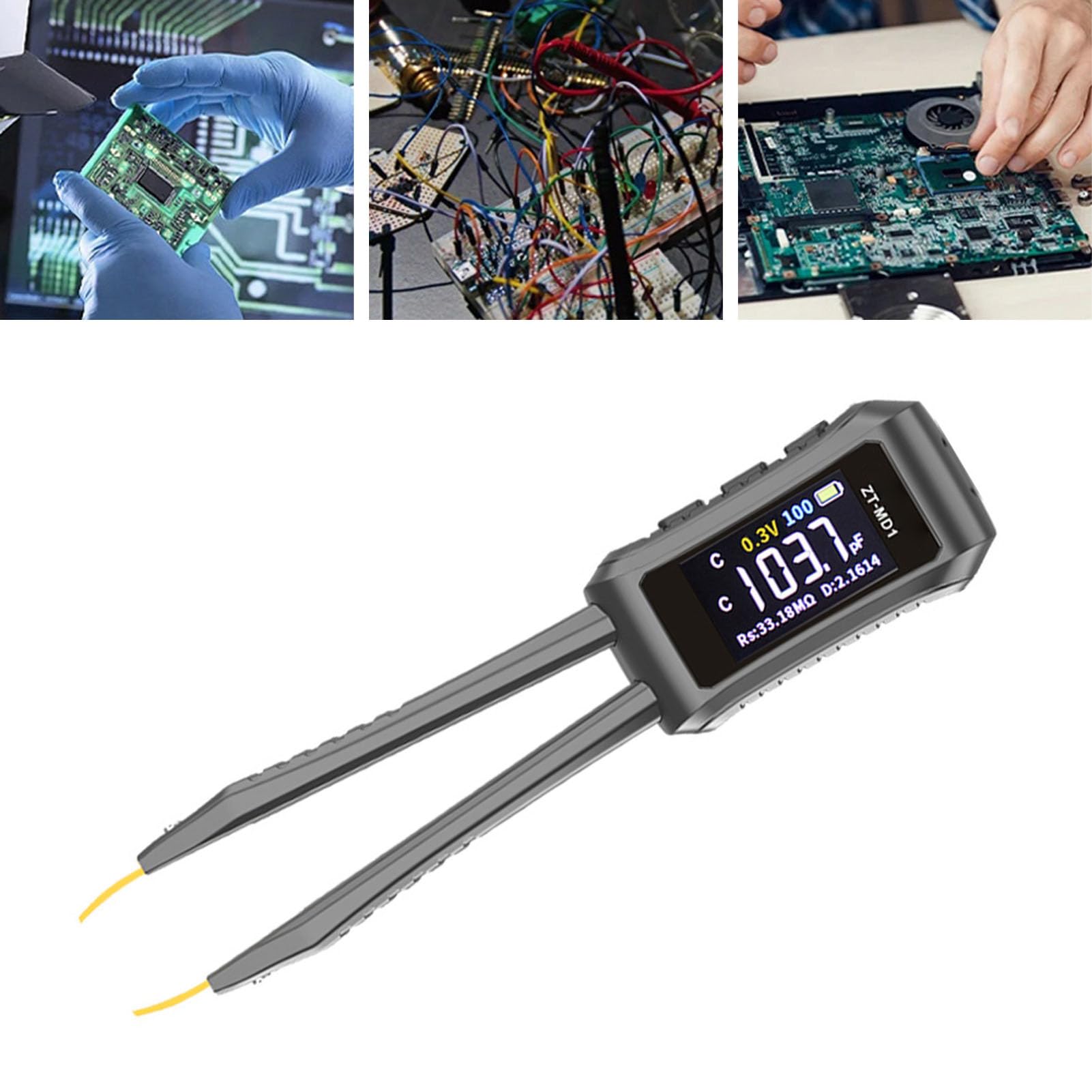 Tester di bridge digitale XTevu, pinzette per test elettronici per induttore condensatore di resistenza, identificazione automatica e strumento di misurazione