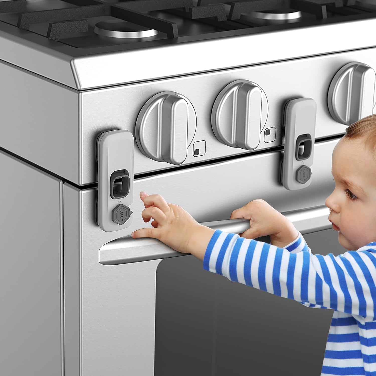 BECOMTO 2 Stück Kindersicherung Backofen, Ofen Kindersicherung & Kindersicherung Herd, Hitzebeständig & Langlebig, Backofen Sicherung Baby, Herdschutz Kinder, Keine Schrauben und Bohrungen