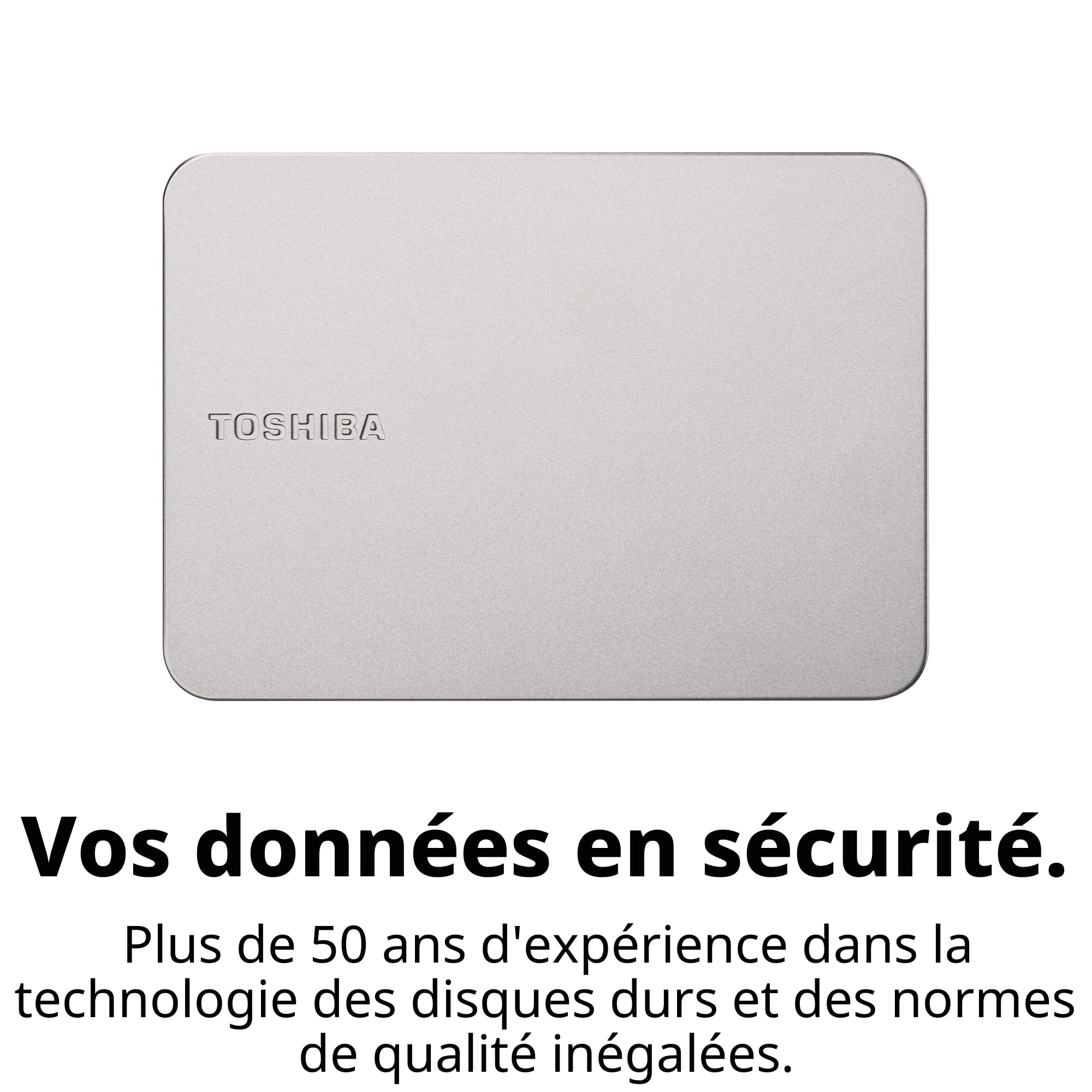 Toshiba Canvio Flex 4TB Disque Dur Externe Argent modèle | Compatible Mac, Windows, iOS & Android; exFAT; câbles USB-C/USB-A inclus; idéal téléphones, tablettes & PC