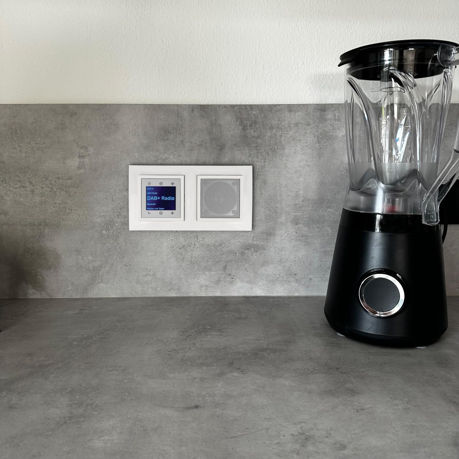 BERKER Unterputz DAB+ und Bluetooth Radio 30848989 mit Lautsprecher polarweiß glänzend mit 2fach Rahmen Berker 10128989 inkl. EBROM Phasenprüfer zur Montage der Geräte