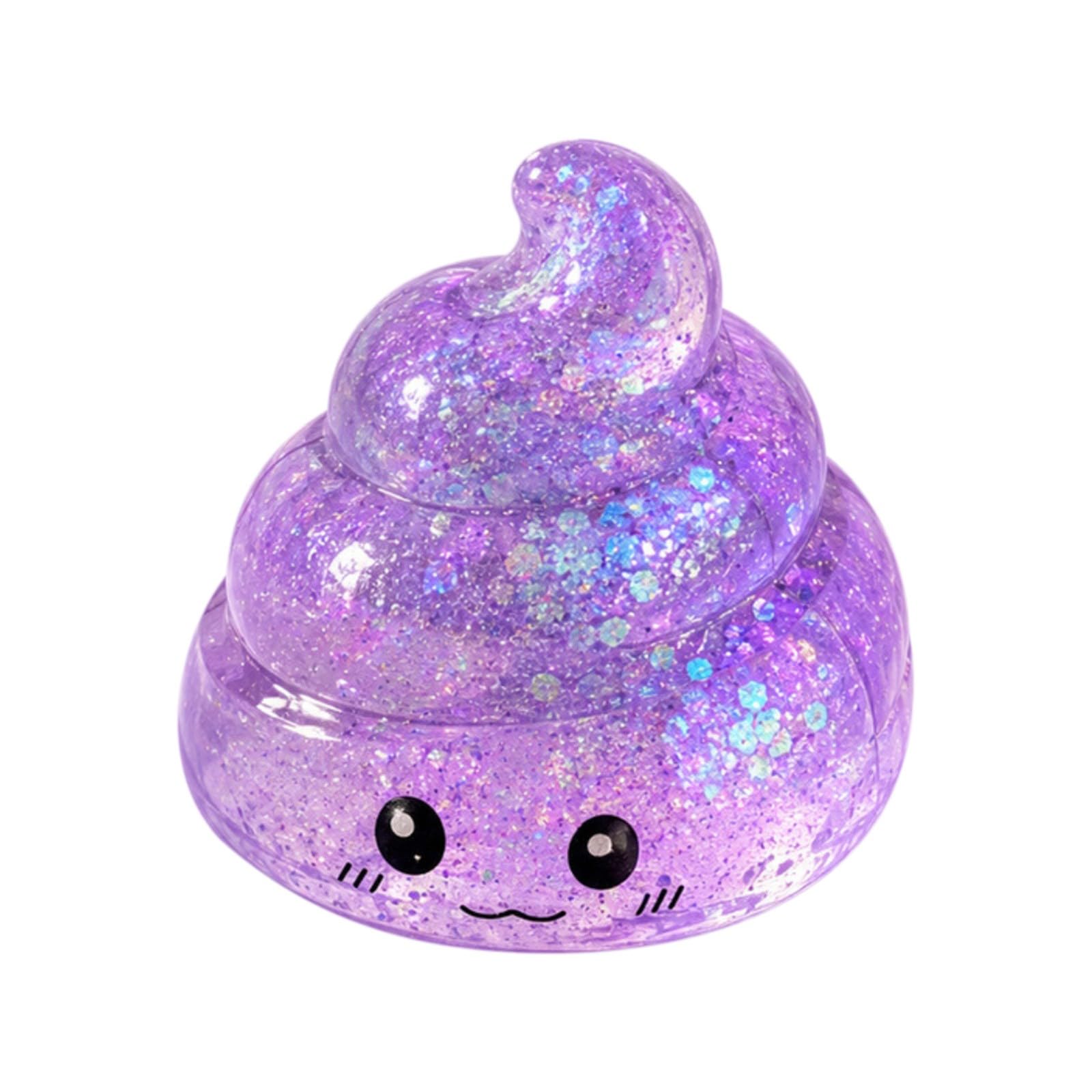 Glitter Squishy Stress Ball, Funny Poo Shaped Novelty Fidget Toy for Adults, Desk Stress Relief, Joke Gift (purple)