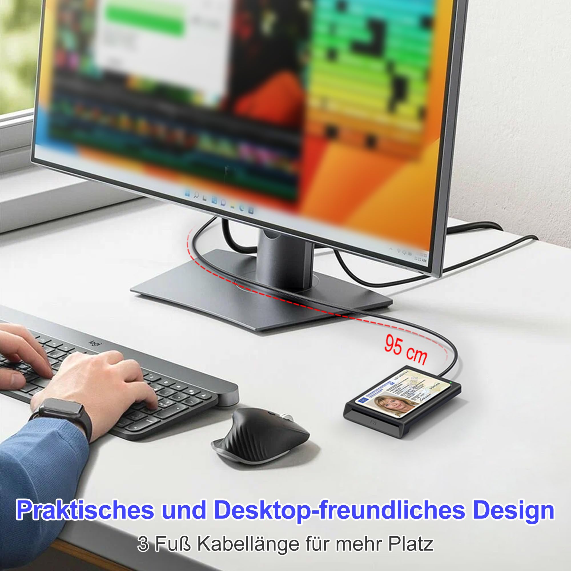 Kartenlesegerät Personalausweis NFC & Chipkartenleser 2in1, NFC Lesegerät & Chipkartenleser für den Neuen Personalausweis Bankkarten, Smartcard Reader NFC kompatibel mit Windows, Linux, Android, Mac