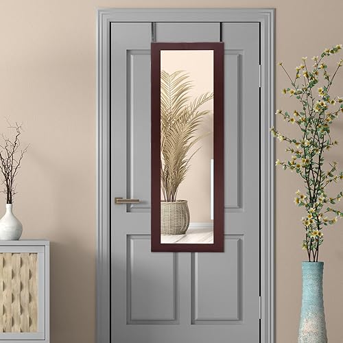 Miniatura 8 de COSTWAY Armario de joyería con espejo de longitud completa, organizador de joyas montado en la puerta de pared con espejo de maquillaje, ranuras