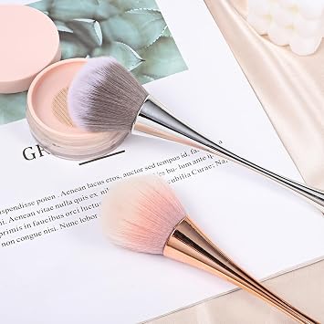 3Pcs Nail Dust Brush, Nail Brushes for Cleaning Dust, Acrylic Brush Cleaner Blush Brush Large Makeup Brush Dip Powder Brush Nail Clean Up Brush Nail Art Tools Manicure Brush, Gold, Sliver