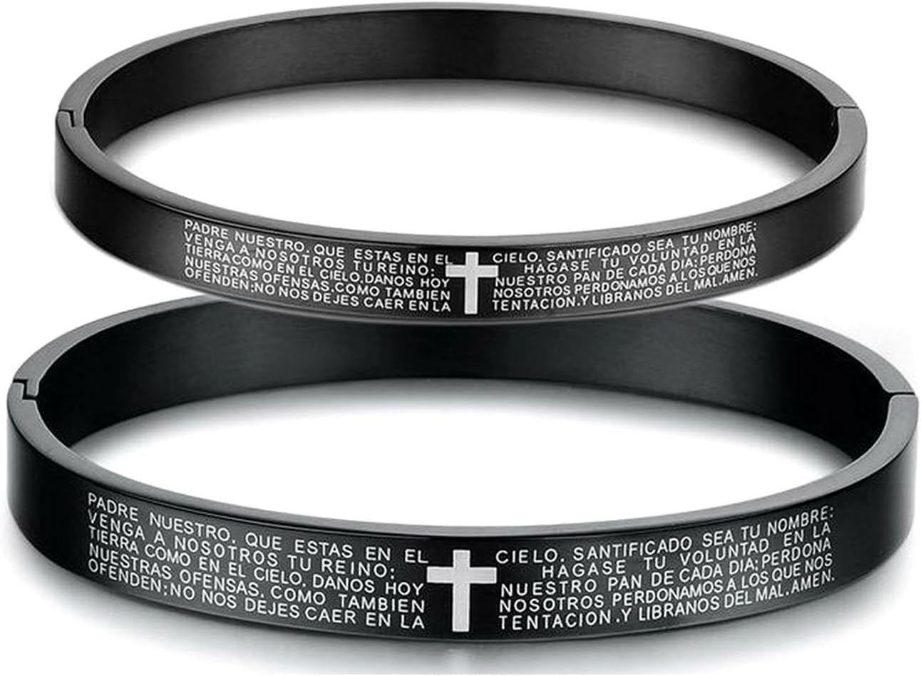 SOPO The bible Cross 316L Staniless Steel Couple bangles for men women
