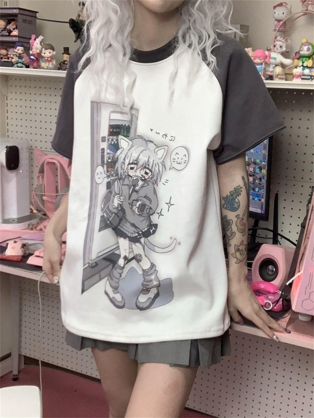 Y2k Aesthetic Detachable Sleeve T-Shirt Women Kawaii Cat Girl Anime Print Cute Sweatshirts Fairycore Streetwear - Image 2