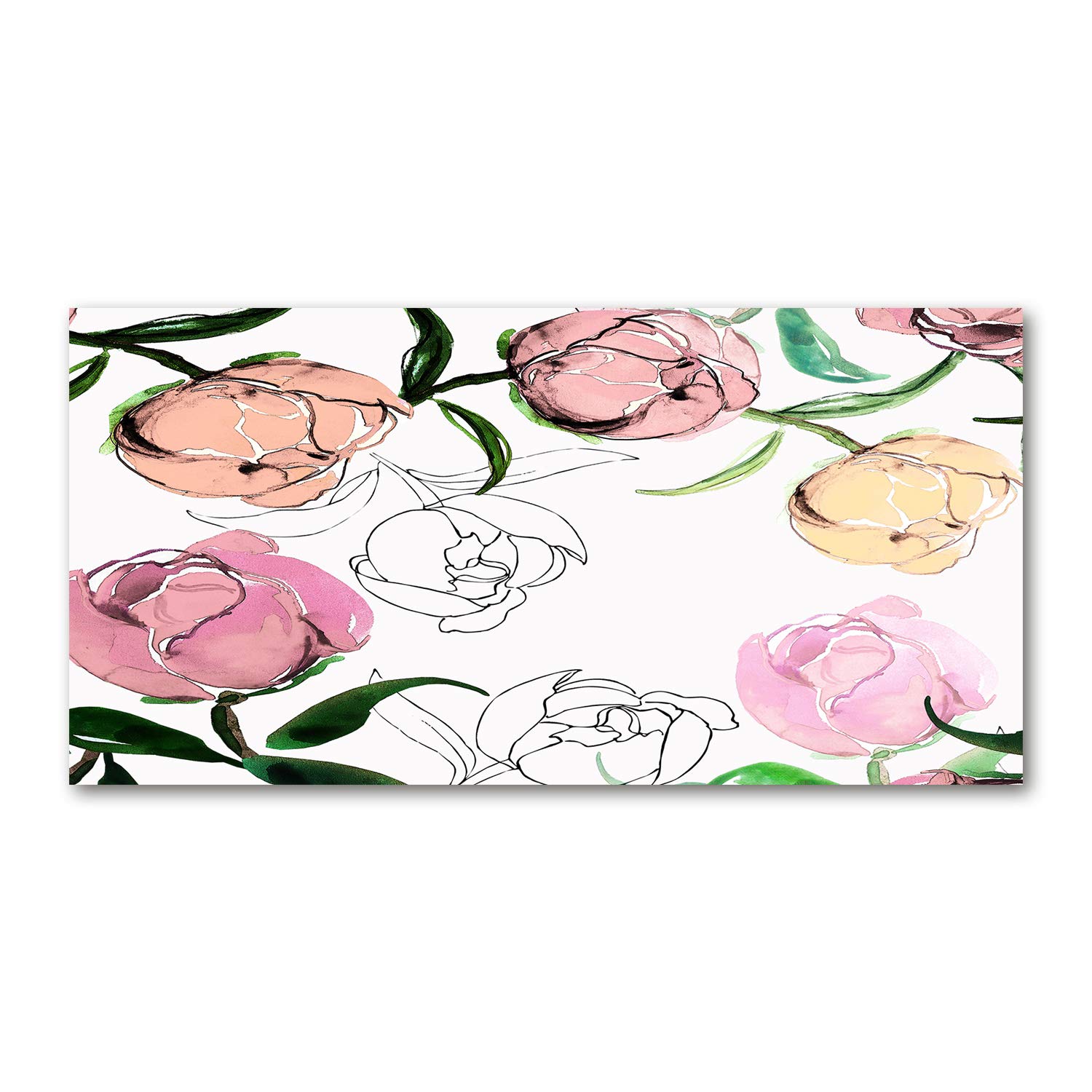 Image sur verre fleurs pivoine rose pour moderniser un mur de salon terne
