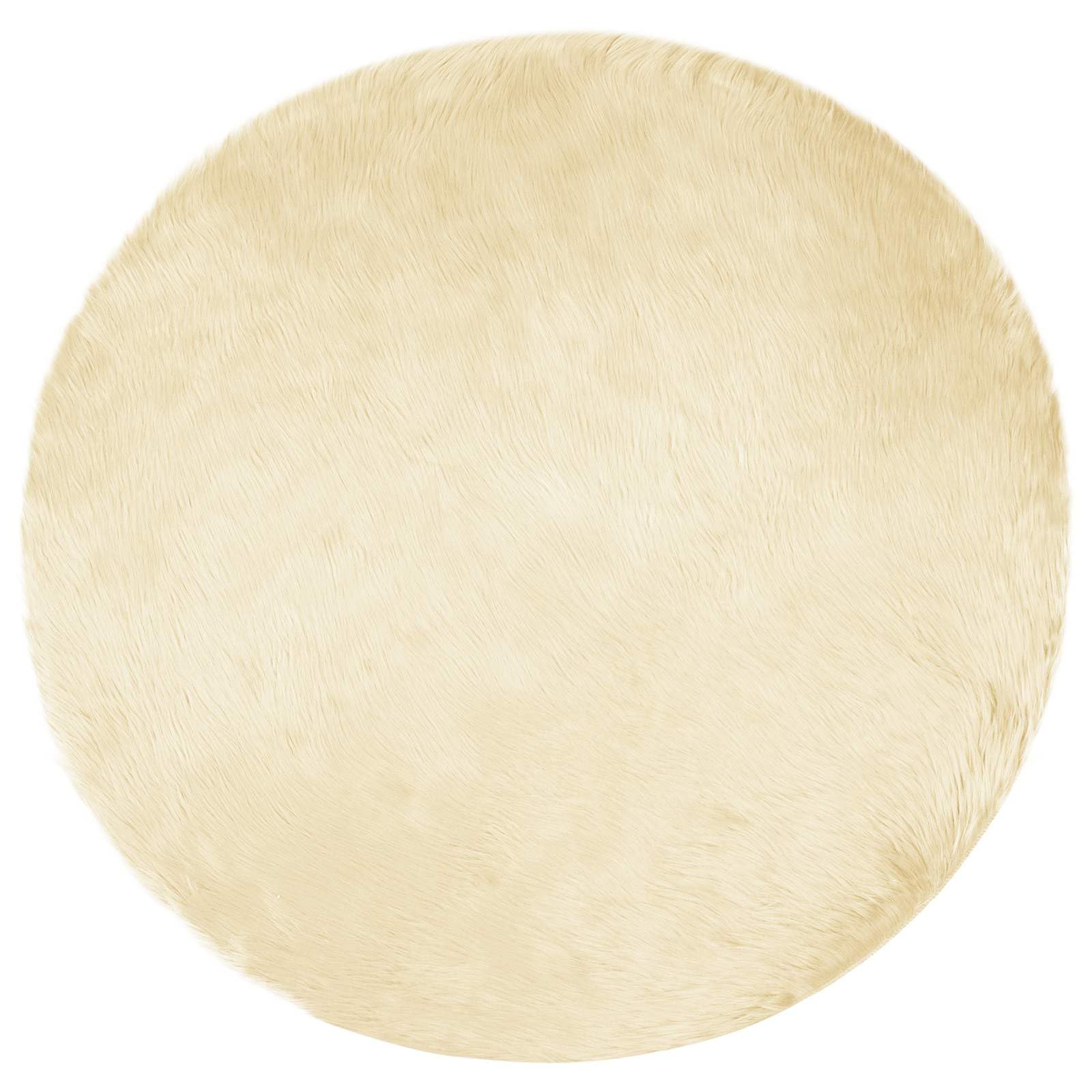 TAFALLA Tapis en peau de mouton synthétique rond Ø 200 cm – Imitation peau d'agneau moelleux à poils longs crème – Tapis de salon doux pour un intérieur confortable – Tapis en fausse fourrure