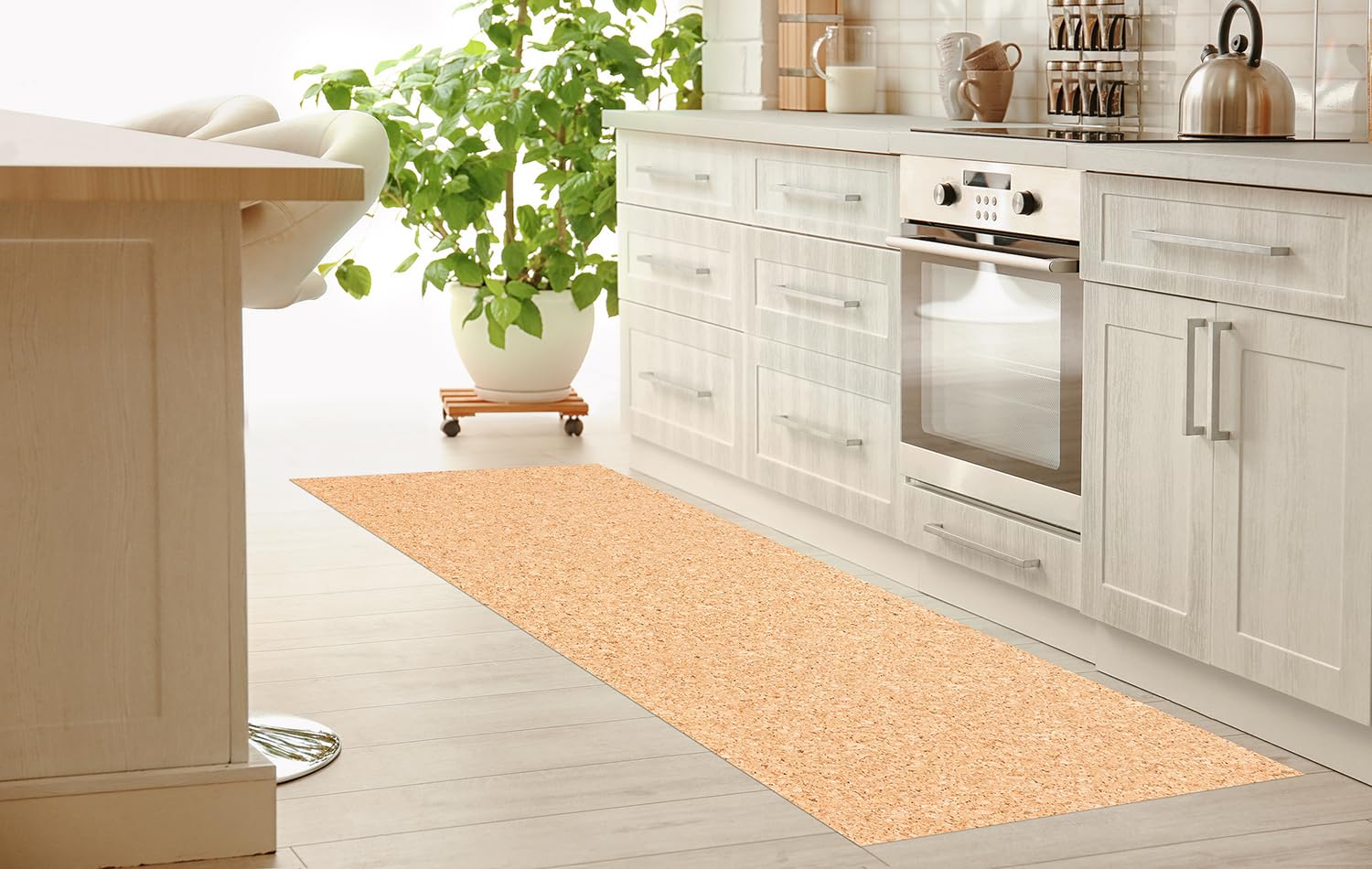 DobleUve Estudio Tapis Vinyle imprimé Liège | 140x200 cm | Tapis Cuisine | Tapis de Salon Antidérapant Antifongique Ignifuge | Tapis Enfants | Tapis Bain PVC | Tapis PVC