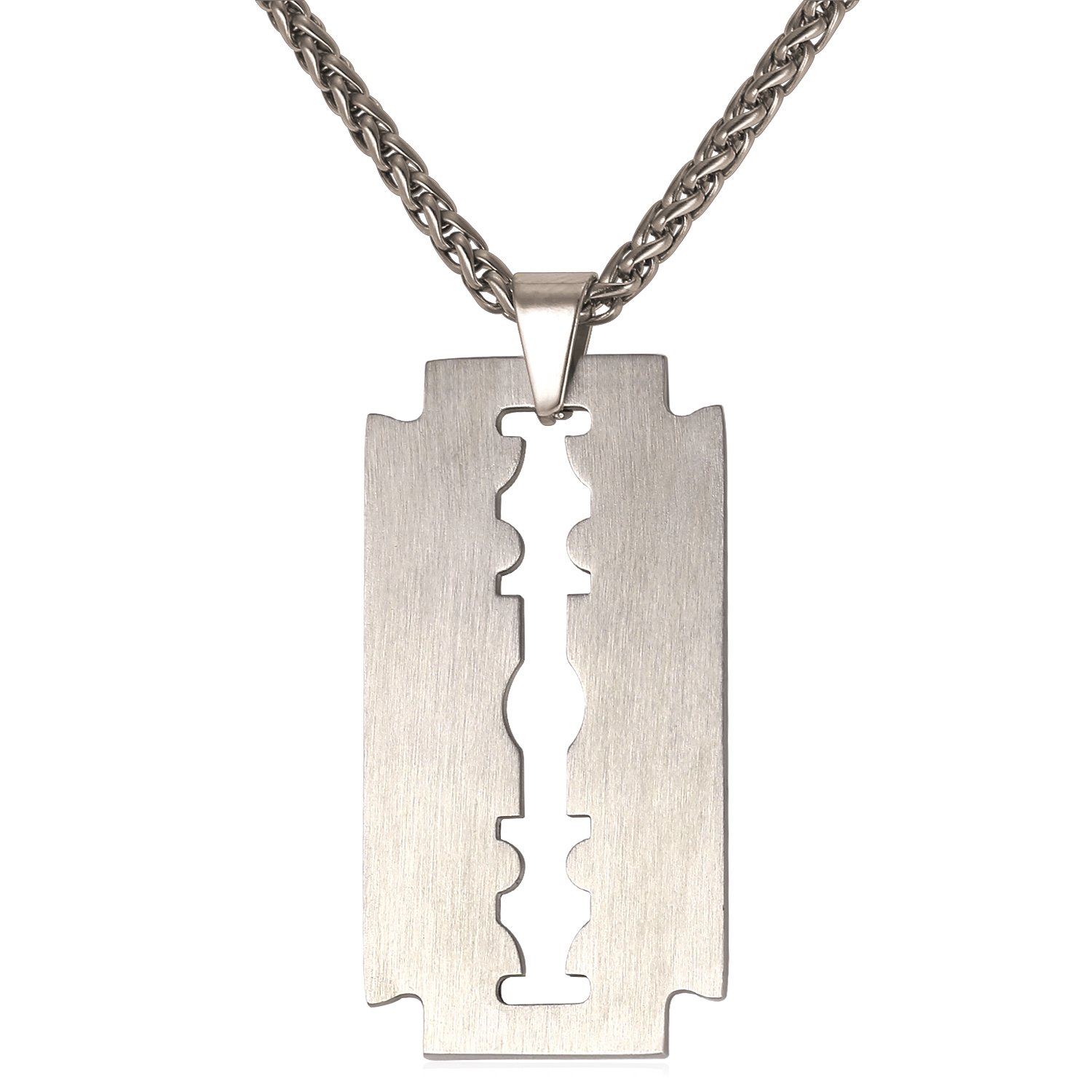U7 Collar Hombre Razor Blade Collar de Acero Inoxidable Razor Blade Colgante Cuchillo Dog Tag Ejército Militar Colgante Collar Hip Hop Collar Personalizado para Hombre Mujer