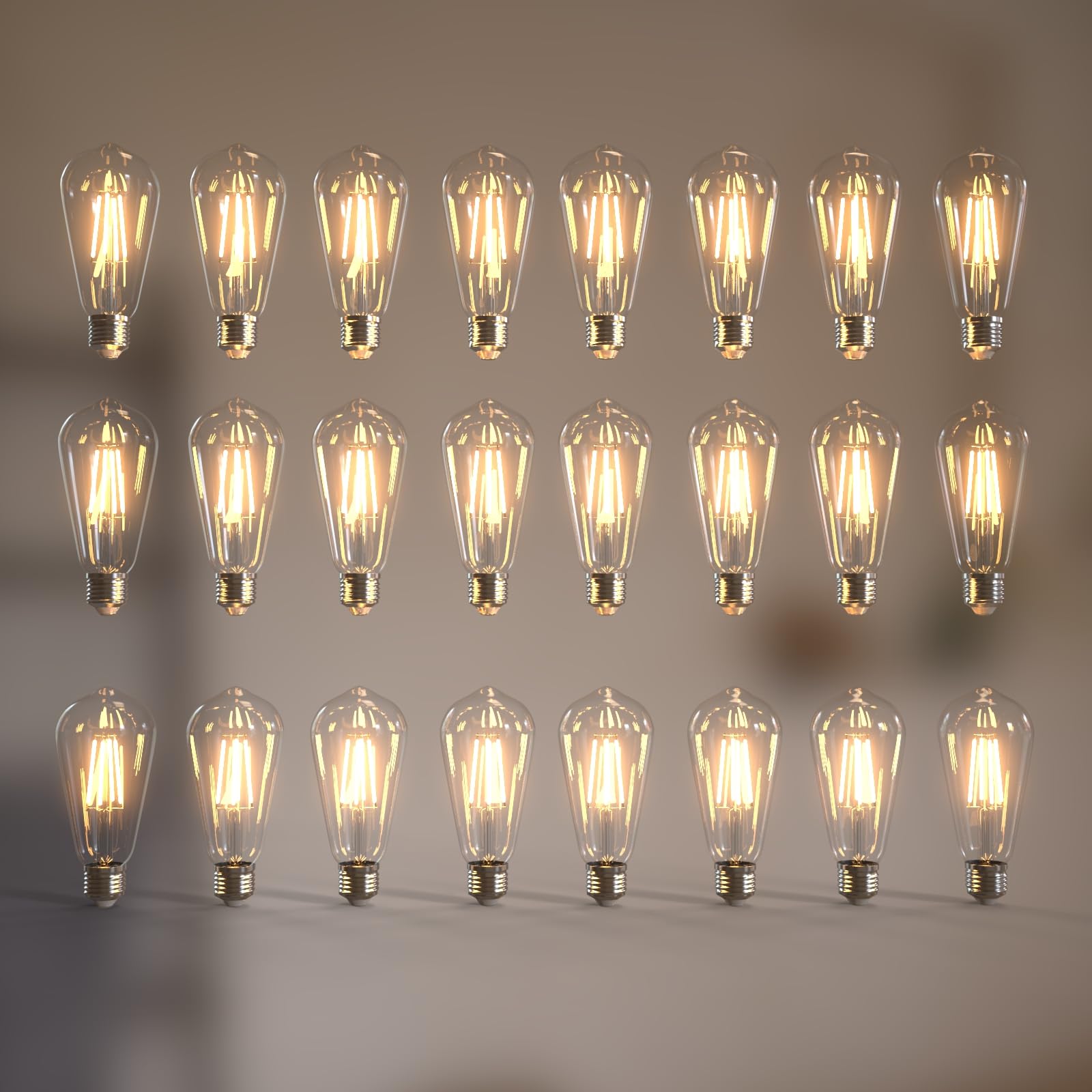 Jensense Edison Bulbs E26 LED Bulb 60 Watt Equivalent, Vintage LED Light Bulbs CRI90+ ST19, Dimmable Clear Light Bulbs (2700K Warm White, 7watt-24 Pack)