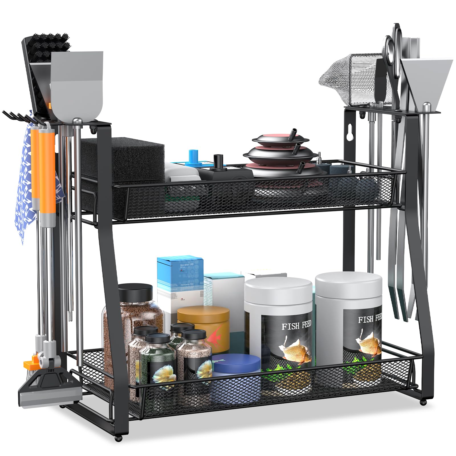 Pawfly Organisateur Outils Aquarium Accessoire Métal Démontable Rangement Outils Aquascaping pour Terrariums Bacs à Crevettes et Aquariums Plantés Support Outils Entretien Aquarium Étagère