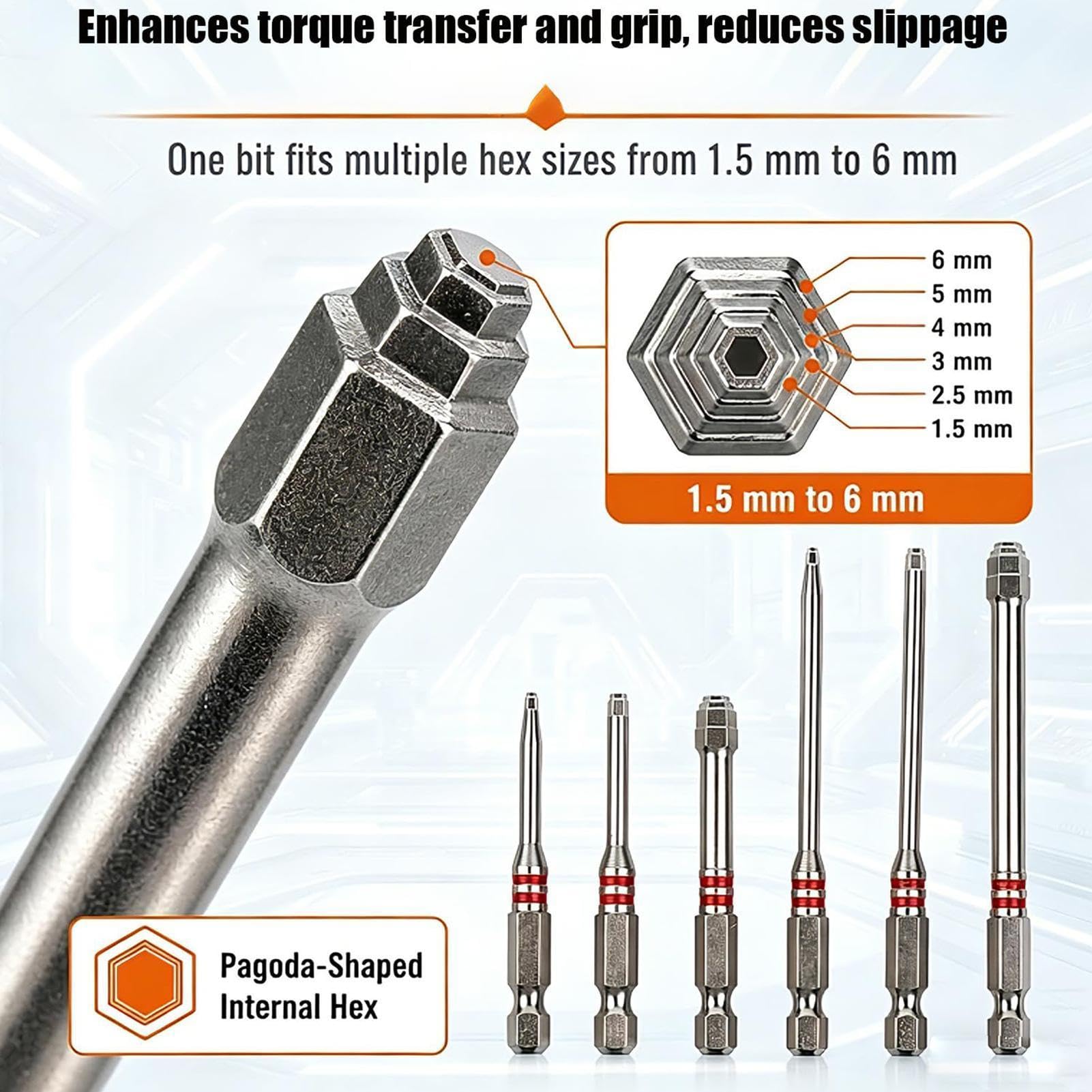 Set di Inserti per Avvitatore 6 Pezzi Utensile Universale A Gambo Esagonale | Set Punte Lunghe Di Sicurezza Per Avvitatore Per Bricolage Miglioramento Casa Elettronica Manutenzione Auto Officina G