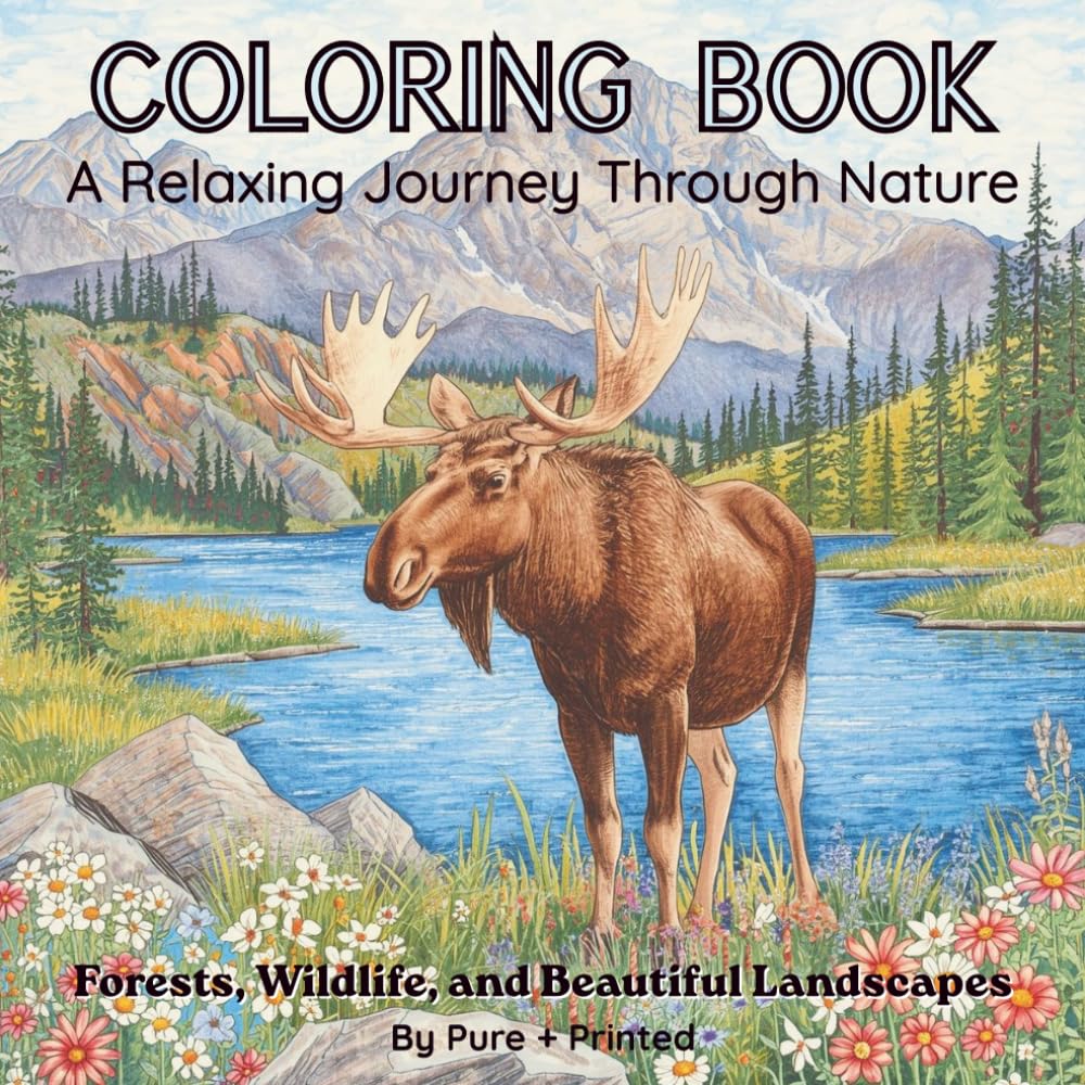 A Relaxing Nature Coloring Book Featuring Forests, Wildlife, Rivers, and Scenic Landscapes: Relax and Unwind While Creating Beautiful Nature Inspired Scenes