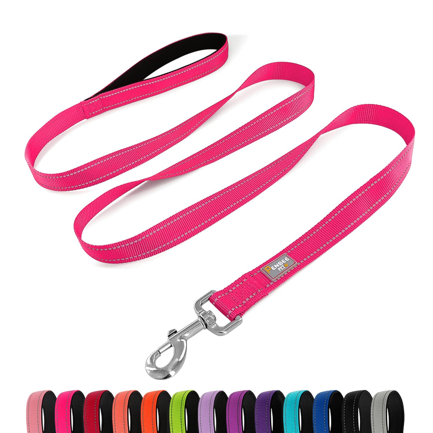 PenSeepet Dog Leash 6 FT Padded Handle Nylon Reflective Dogs Leashes for Small Dogs Hot Pink
