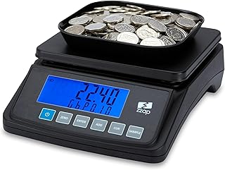 The ZZap MS10 Coin Counting Scale - Counts 5 currencies and non-cash items, counts 3 KG of coins, backlit display, battery powered and more!