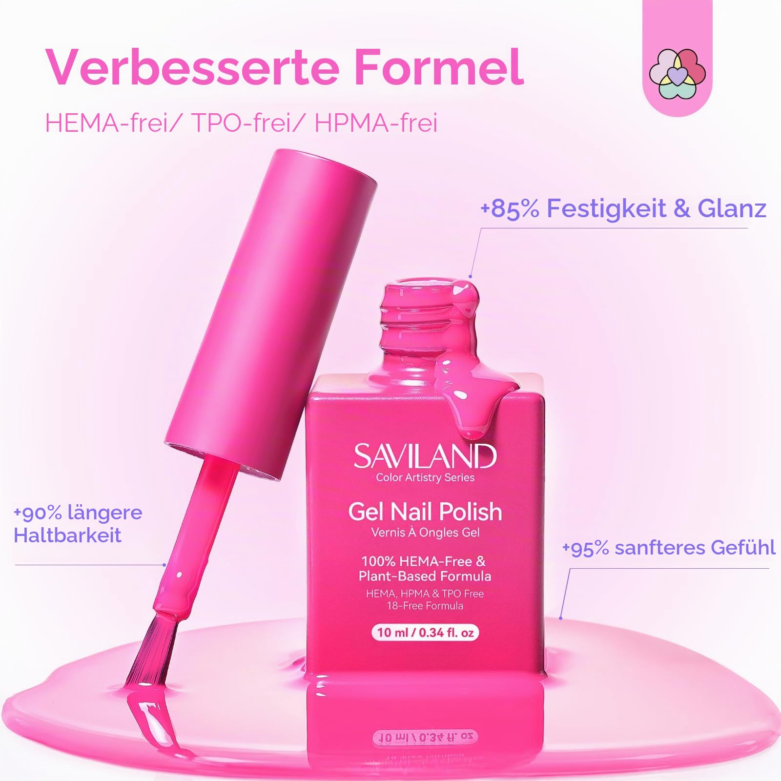 SAVILAND All-in-1 U V Nagellack Set 24 Stück HEMA-freies Gel Nägel Set | U V Soak Off Gel Polish mit Farbkarte Unterlack Überlack Builder Gel für Nagel Design Salons Geschenke für Frauen 10 ml