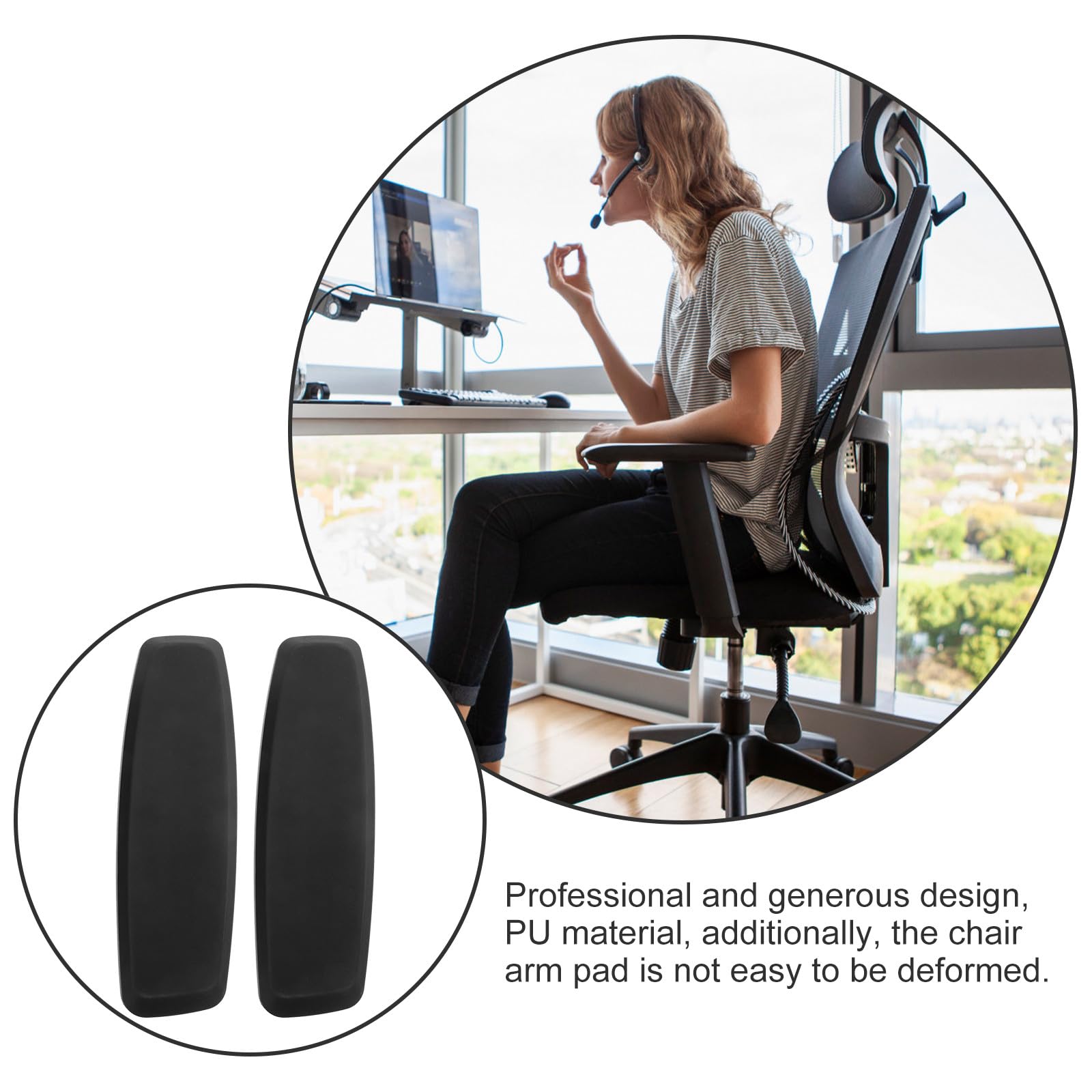 GALPADA 2 Piezas Repuesto Reposabrazos Silla Oficina Acolchados 270x80mm Almohadillas Ergonómicas Cojín para Brazo Sillas Gamer y Escritorio, Accesorio Confort Brazo para Uso Oficina