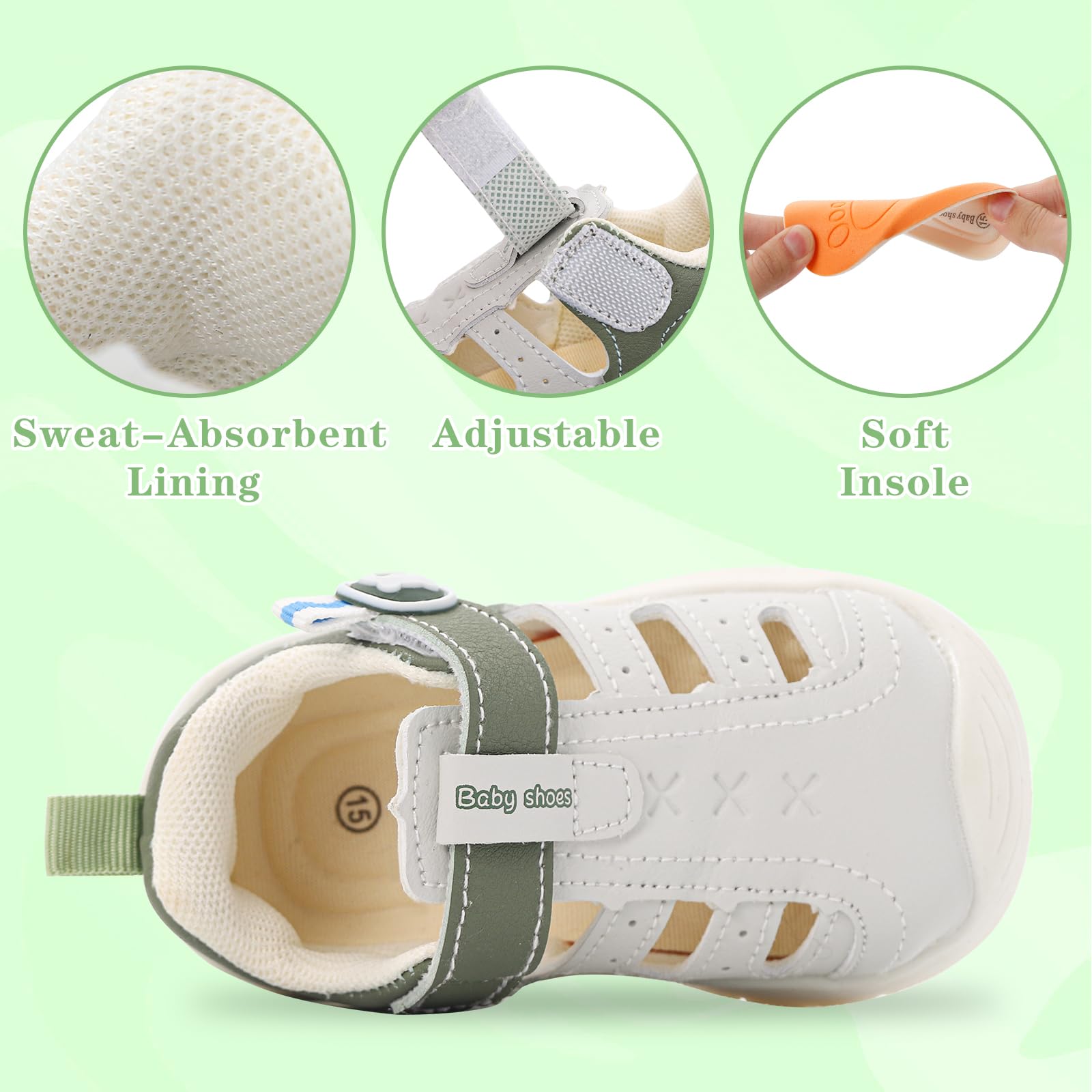 MK MATT KEELY Sandali Neonato Estive Scarpe Primi Passi Traspirante Bambino Sandali Punta Chiusa con Suole Gomma Antiscivolo