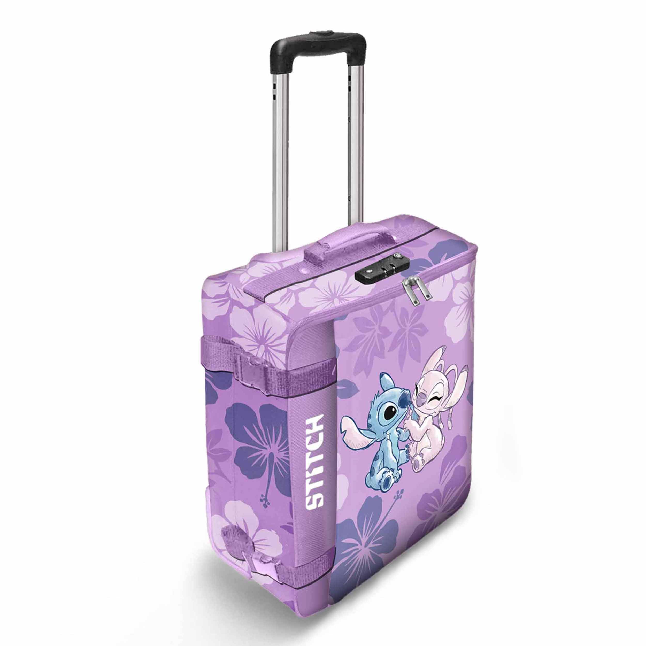Disney Lilo y Stitch Stitch & Angel-Maleta de Cabina Plegable, Rosa, 20 x 40 x 55 cm, Capacidad 44 L