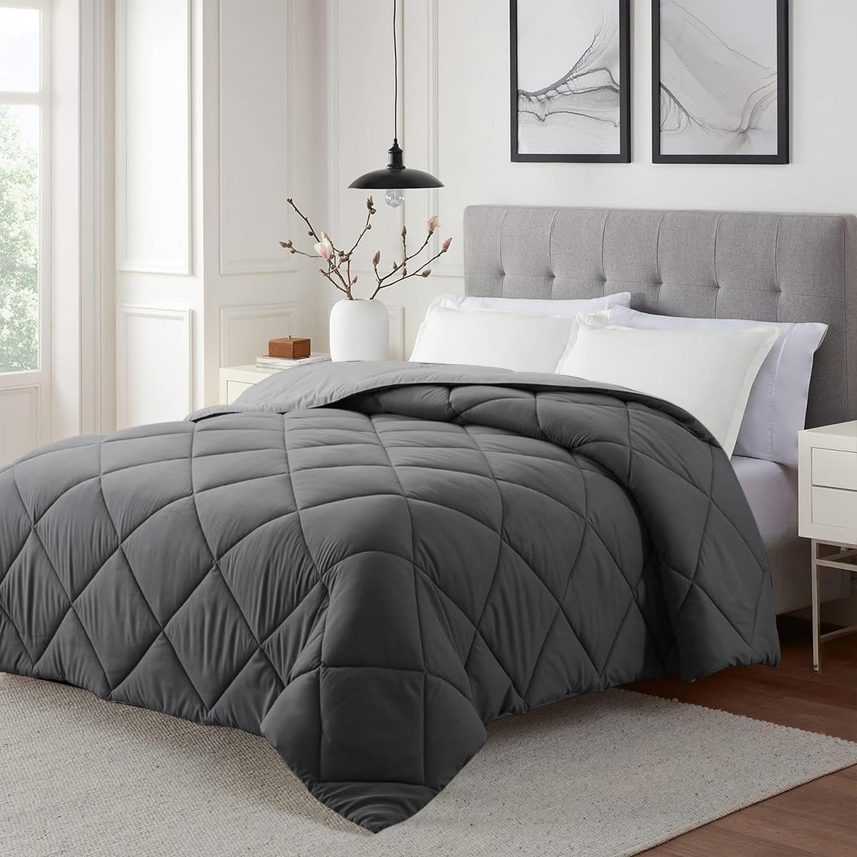 Cloth Fusion 200 GSM Microfiber Comforter Set Double Bed King Size, Soft & Warm Quilt for Winter, AC Comforter, Blanket Double Ded, Rajai, Lightweight Duvet (90x100 inch, Grey) (B0D8FW6W1P) Amazon Price History, Amazon Price Tracker