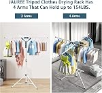 JAUREE Séchoir à vêtements sur trépied pliable pour intérieur, séchoir portable et réglable en hauteur, économiseur d'espace avec 20 pinces
