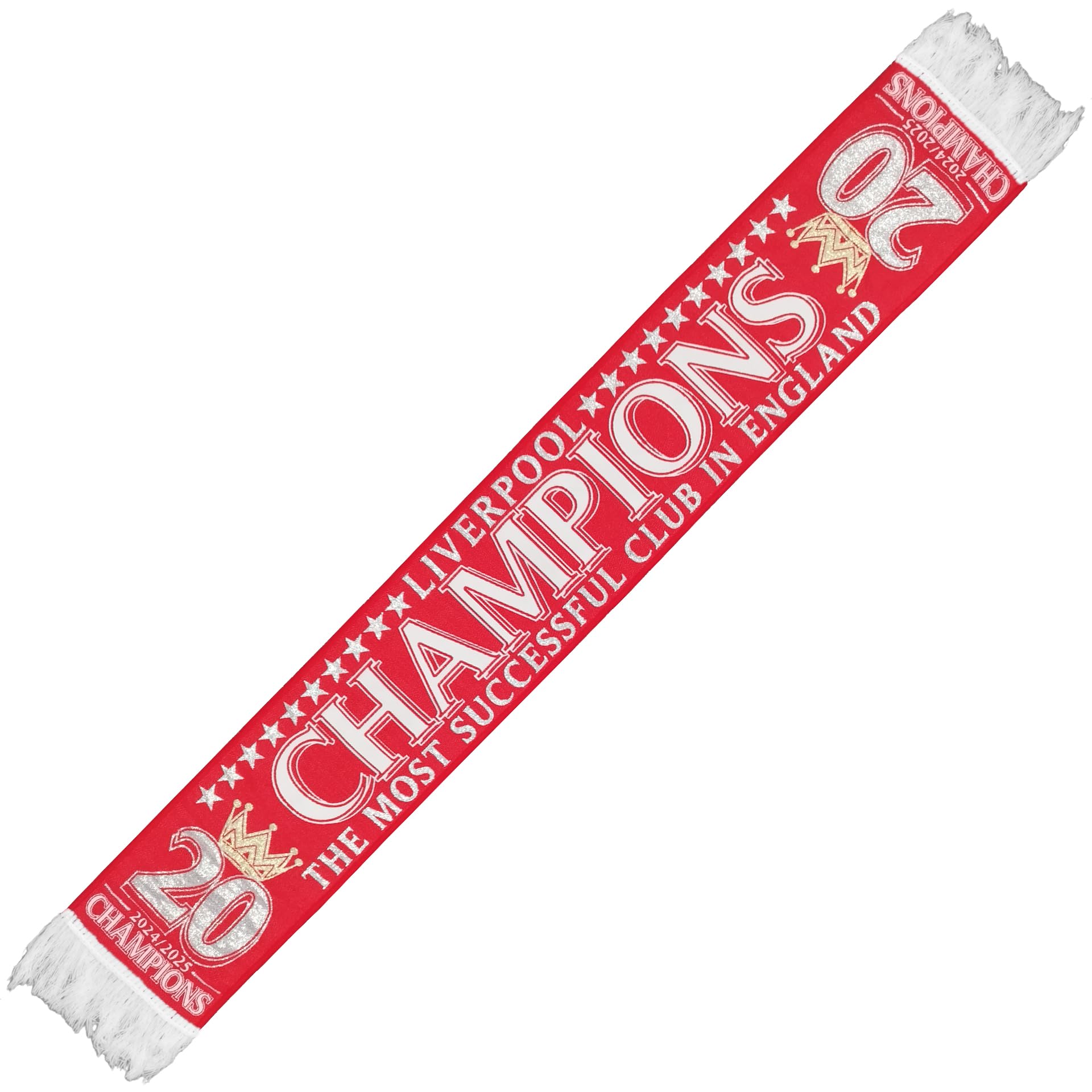 Partisan Unisex Red Liverpool Champions Scarf 20 Times Metallic Hd 2024-2025