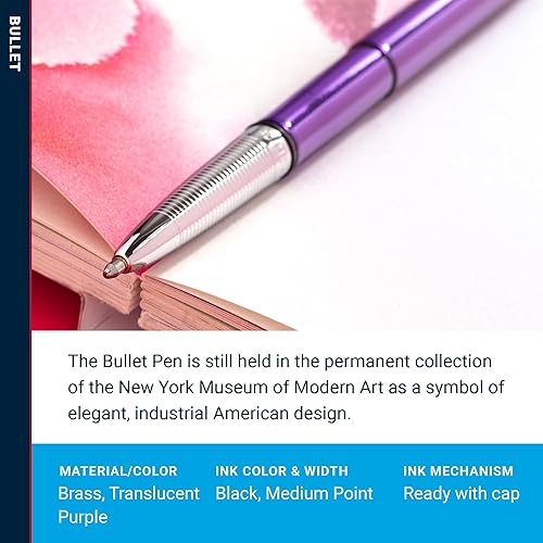 Miniatura 3 de Bolígrafo en forma de bala Fisher Space con acabado en cromo y en caja de regalo Púrpura
