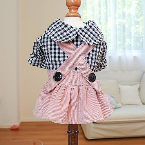 Miniatura 5 de Ropa para perro, overol elegante de verano a cuadros, camisas para mascotas para perros pequeños, lindos overoles florales para cachorros, overol
