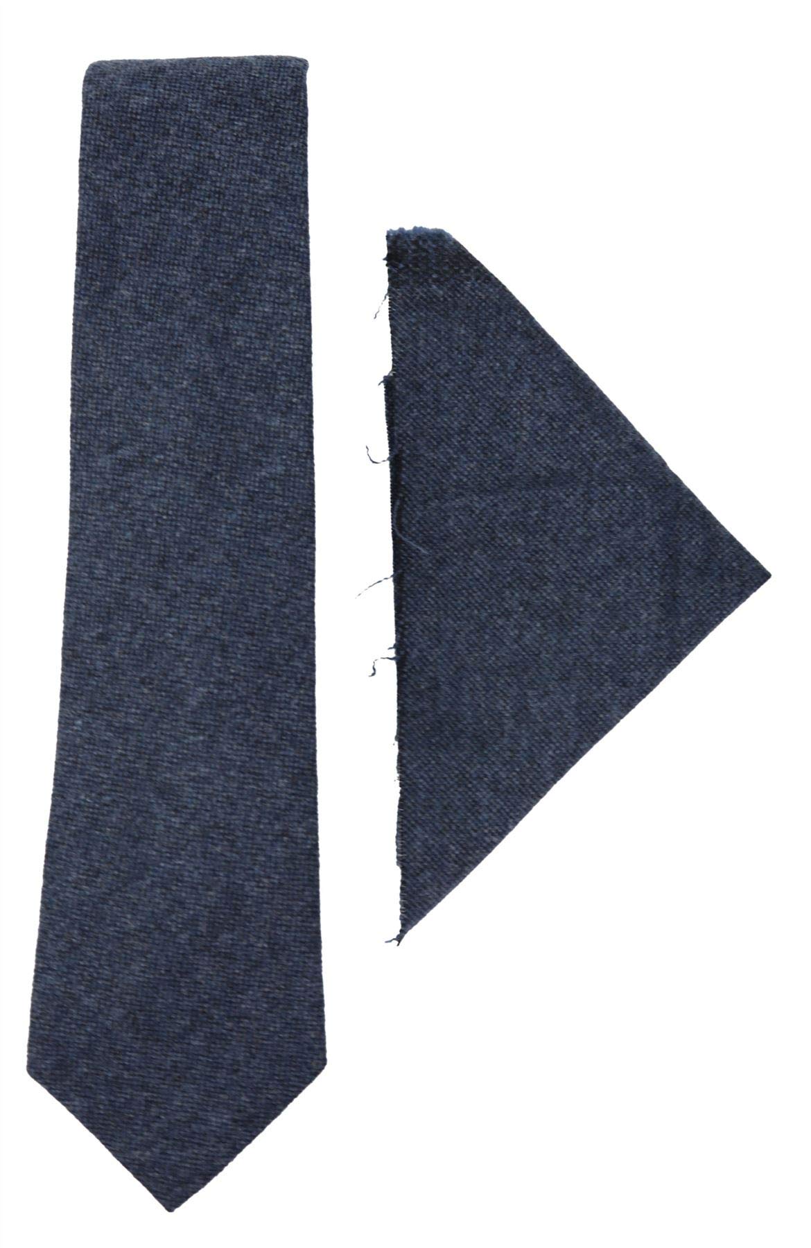 TruClothing Mens Tweed Tie Hankie Set Classic Vintage British Heritage Wool Herringbone - blue stz21 one size