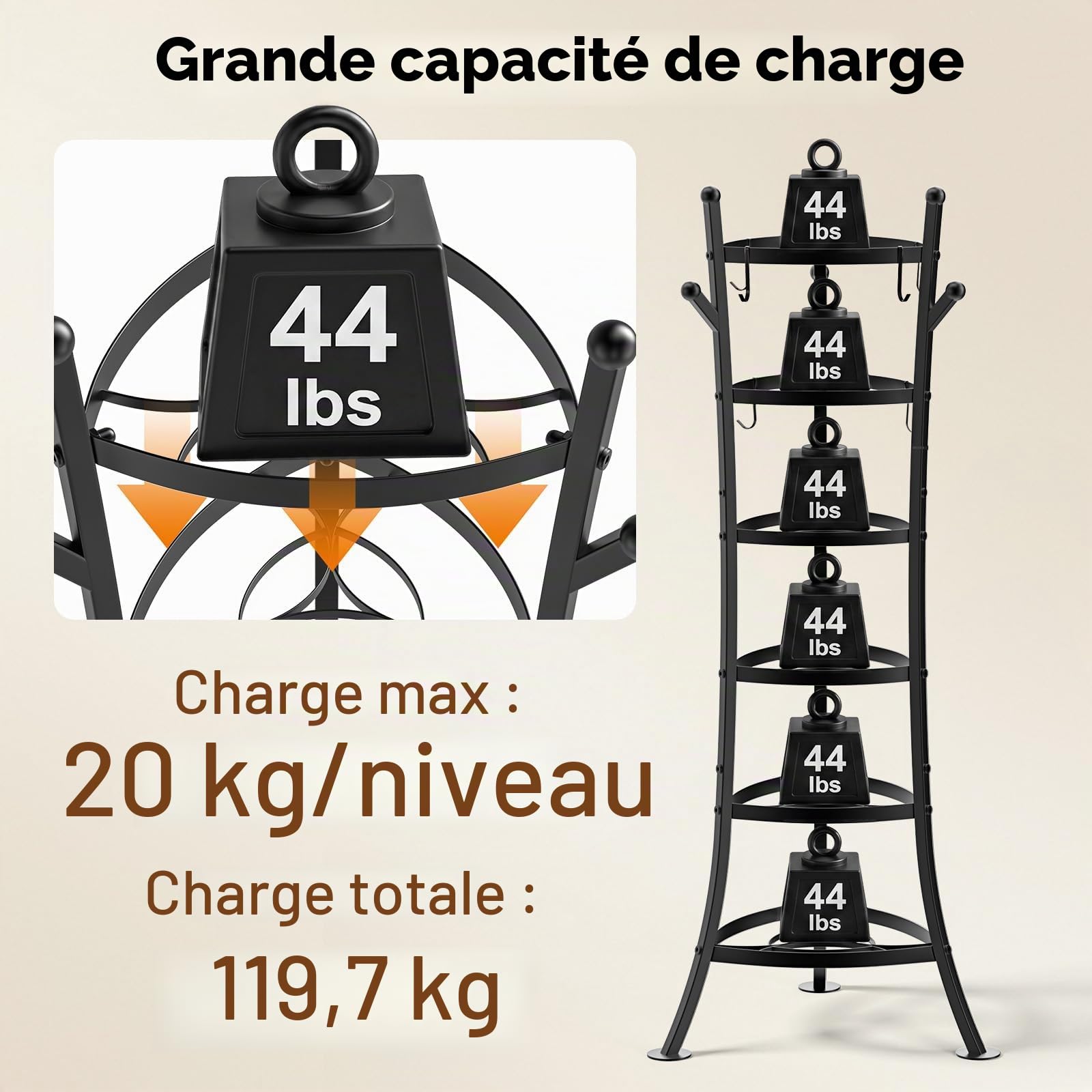 Housolution Rangement Poele et Casserole Porte Casseroles à 6 Niveaux