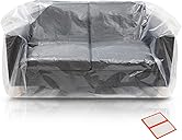 Plastic Furniture Covers for Moving - Heavy-Duty Loveseat Cover for Love Seat, Bench and Large Items, Clear Bags for Renovation, Wrap or Storage - Extra Large Bag Open Size 68 x 42 x 62 Inch