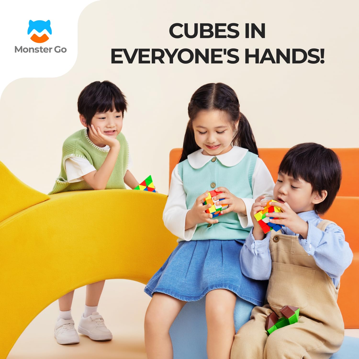 Monster Go Magnetyczna Kostka 3x3, MG V3 Speed Cube Classic z 48 Magnesami/Bezpiecznymi Materiałami, Zabawki puzzle Dzieci Dorosłych