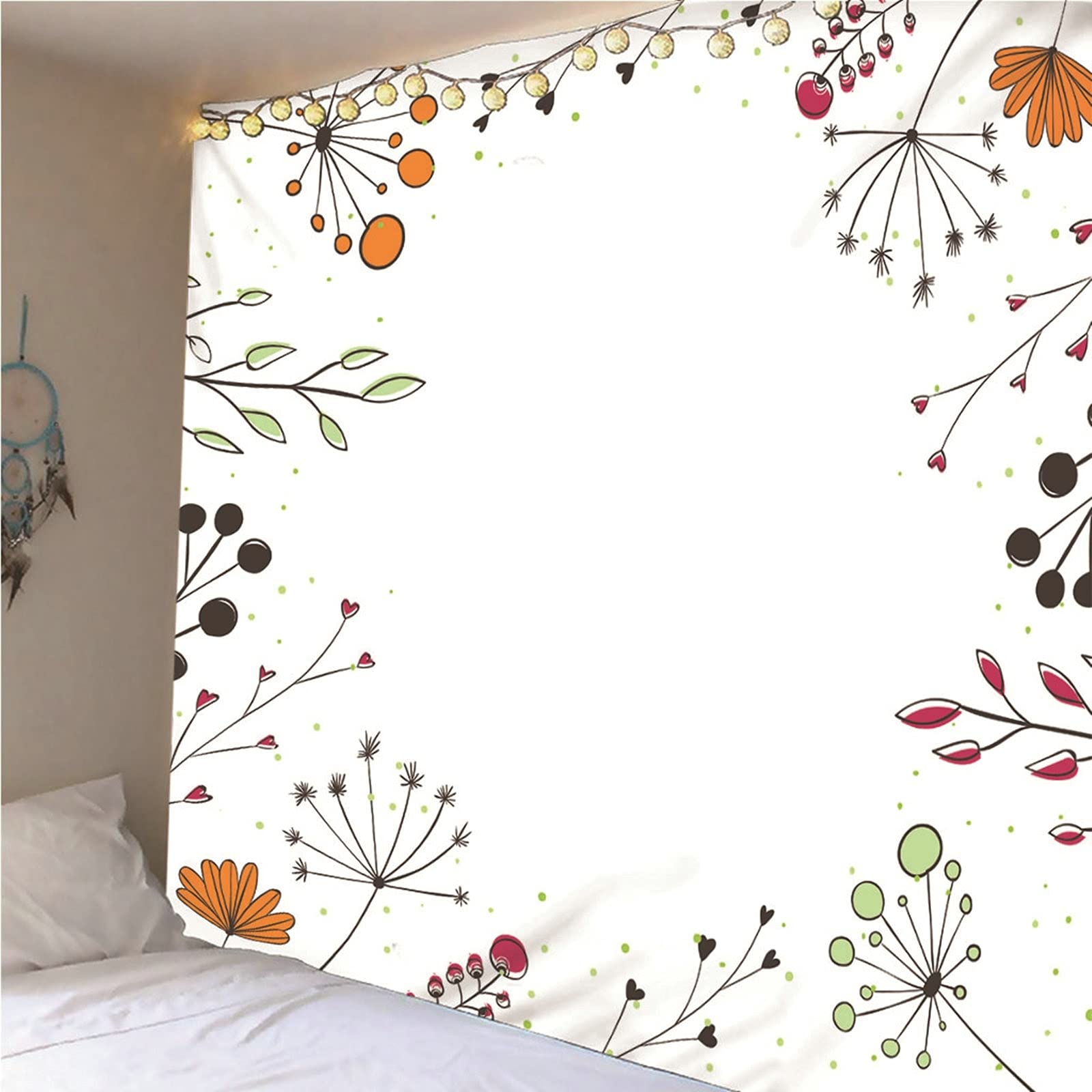 Aeici - Arazzo decorativo per la casa, piante e fiori, da appendere alla parete per soggiorno, camera da letto, dormitorio (260 x 240 cm)